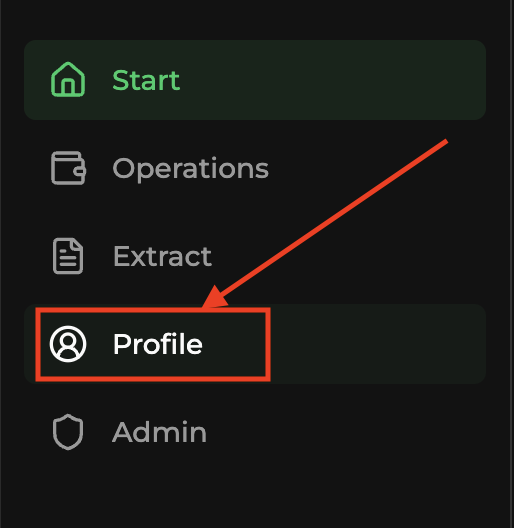 Profile in the side menu